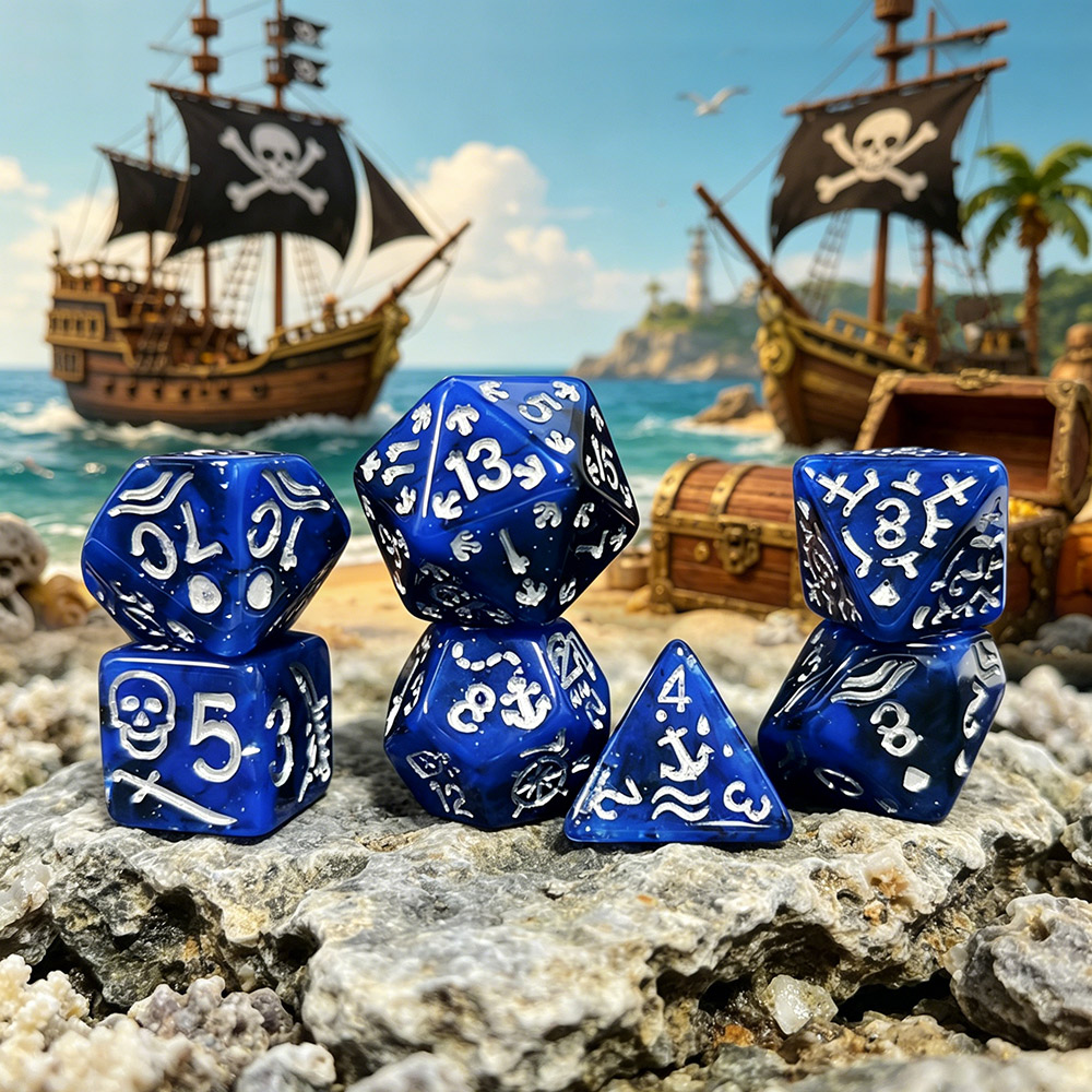 Board Game Pirates - Set di 7 Dadi a Tema
